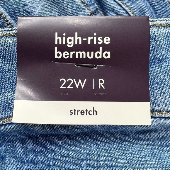 AVA & VIV hi rise Bermuda jean shorts size 22W stretch - Picture 5 of 7